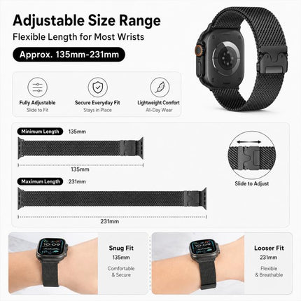 5 Pack xDfind Umbrella Buckle Milanese + Butterfly Buckle Mixed Watch Band, For Apple Watch 42 / 44 / 45 / 46 / 49mm, For Apple Watch 38 / 40 / 41 / S11 42mm - DealBuddy
