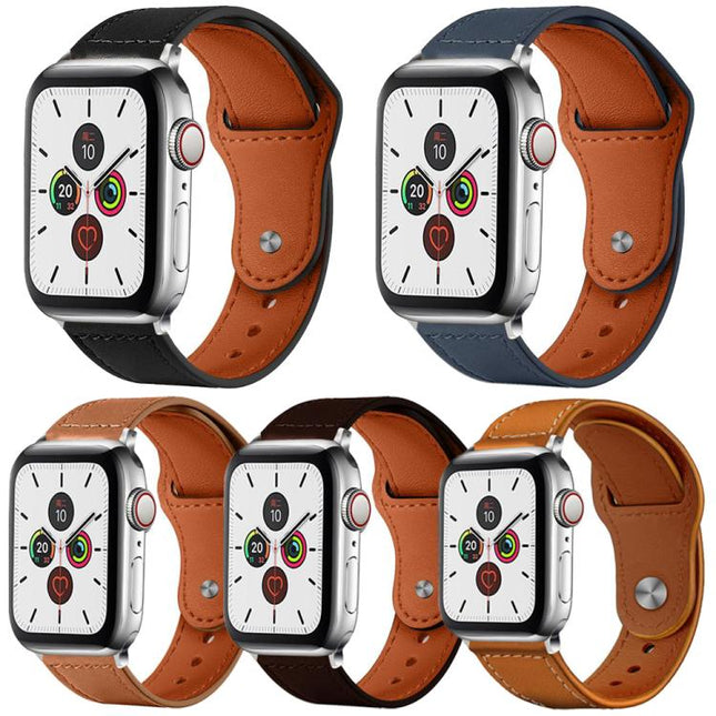 5 Pack xDfind Rivet Buckle Genuine Leather Watch Band, For Apple Watch 42 / 44 / 45 / 46 / 49mm, For Apple Watch 38 / 40 / 41 / S11 42mm - DealBuddy