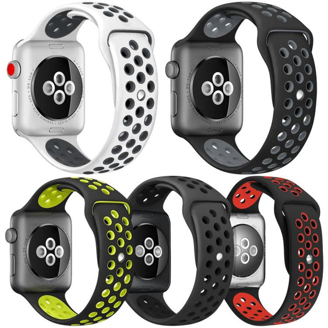 5 Pack xDfind Two Color Silicone Sports Watch Band, For Apple Watch 42 / 44 / 45 / 46 / 49mm, For Apple Watch 38 / 40 / 41 / S11 42mm - DealBuddy