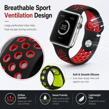 5 Pack xDfind Two Color Silicone Sports Watch Band, For Apple Watch 42 / 44 / 45 / 46 / 49mm, For Apple Watch 38 / 40 / 41 / S11 42mm - DealBuddy