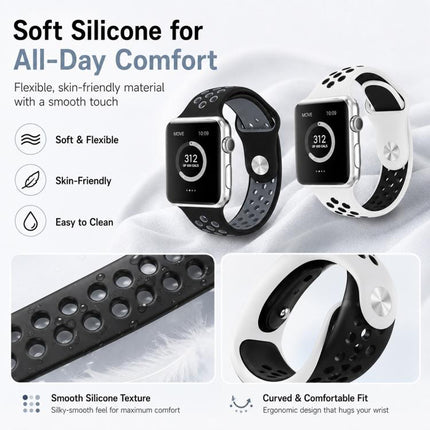 5 Pack xDfind Two Color Silicone Sports Watch Band, For Apple Watch 42 / 44 / 45 / 46 / 49mm, For Apple Watch 38 / 40 / 41 / S11 42mm - DealBuddy