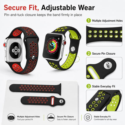 5 Pack xDfind Two Color Silicone Sports Watch Band, For Apple Watch 42 / 44 / 45 / 46 / 49mm, For Apple Watch 38 / 40 / 41 / S11 42mm - DealBuddy