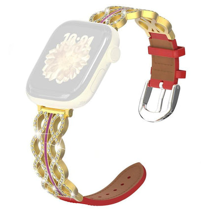 xDfind Diamond Stainless Steel Hybrid Genuine Leather Watch Band, For Apple Watch 42 / 44 / 45 / 46 / 49mm, For Apple Watch 38 / 40 / 41 / S11 42mm - DealBuddy