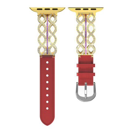 xDfind Diamond Stainless Steel Hybrid Genuine Leather Watch Band, For Apple Watch 42 / 44 / 45 / 46 / 49mm, For Apple Watch 38 / 40 / 41 / S11 42mm - DealBuddy