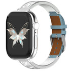 xDfind Butterfly Stainless Steel Hybrid Genuine Leather Watch Band, For Apple Watch 42 / 44 / 45 / 46 / 49mm, For Apple Watch 38 / 40 / 41 / S11 42mm - DealBuddy
