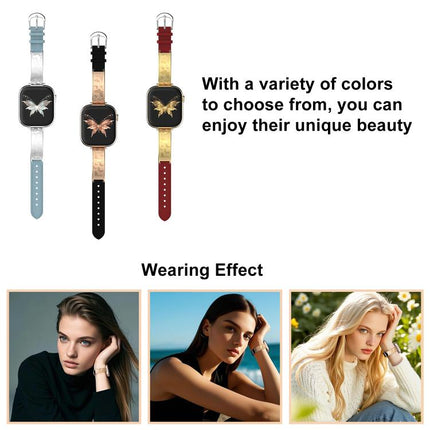 xDfind Butterfly Stainless Steel Hybrid Genuine Leather Watch Band, For Apple Watch 42 / 44 / 45 / 46 / 49mm, For Apple Watch 38 / 40 / 41 / S11 42mm - DealBuddy