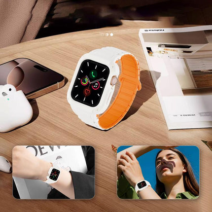 Reverse Buckle Magnetic Integrated TPU Cover Silicone Watch Band, For Apple Watch 45mm / 44mm, For Apple Watch 41mm / 40mm - DealBuddy