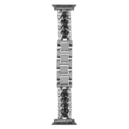 Diamond Vegan Leather Metal Watch Band, For Apple Watch 46mm / 49mm / 45mm / 44mm, For Apple Watch 42mm / 41mm / 40mm / 38mm - DealBuddy