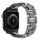 Diamond Vegan Leather Metal Watch Band, For Apple Watch 46mm / 49mm / 45mm / 44mm, For Apple Watch 42mm / 41mm / 40mm / 38mm - DealBuddy