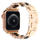 Diamond Vegan Leather Metal Watch Band, For Apple Watch 46mm / 49mm / 45mm / 44mm, For Apple Watch 42mm / 41mm / 40mm / 38mm - DealBuddy