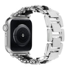 Diamond Vegan Leather Metal Watch Band, For Apple Watch 46mm / 49mm / 45mm / 44mm, For Apple Watch 42mm / 41mm / 40mm / 38mm - DealBuddy