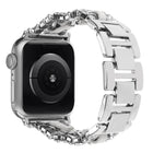 Diamond Vegan Leather Metal Watch Band, For Apple Watch 46mm / 49mm / 45mm / 44mm, For Apple Watch 42mm / 41mm / 40mm / 38mm - DealBuddy