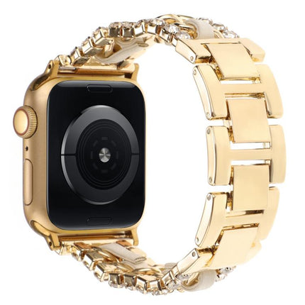 Diamond Vegan Leather Metal Watch Band, For Apple Watch 46mm / 49mm / 45mm / 44mm, For Apple Watch 42mm / 41mm / 40mm / 38mm - DealBuddy