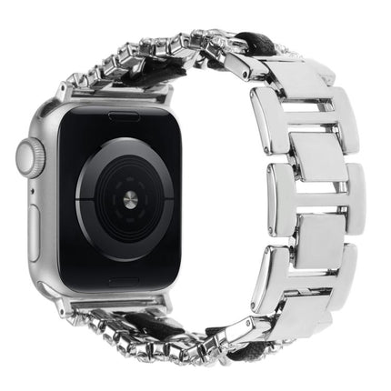 Diamond Vegan Leather Metal Watch Band, For Apple Watch 46mm / 49mm / 45mm / 44mm, For Apple Watch 42mm / 41mm / 40mm / 38mm - DealBuddy
