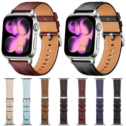 xDfind Composite Cowhide Texture Vegan Leather Watch Band, For Apple Watch 42 / 44 / 45 / 46 / 49mm - DealBuddy