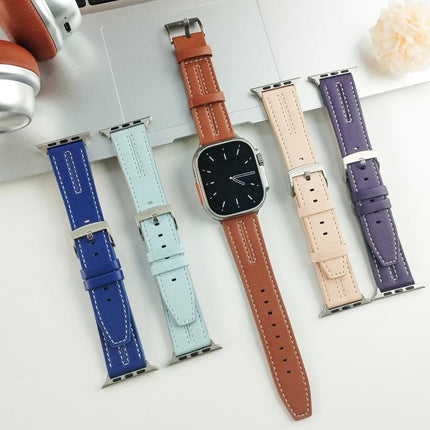 xDfind Composite Cowhide Texture Vegan Leather Watch Band, For Apple Watch 42 / 44 / 45 / 46 / 49mm - DealBuddy