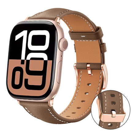 xDfind Rose Gold Buckle Black Shark Fine Grain Vegan Leather Watch Band, For Apple Watch 42 / 44 / 45 / 46 / 49mm, For Apple Watch 38 / 40 / 41 / S11 42mm - DealBuddy