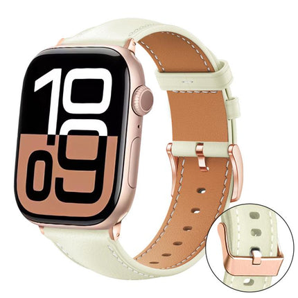 xDfind Rose Gold Buckle Black Shark Fine Grain Vegan Leather Watch Band, For Apple Watch 42 / 44 / 45 / 46 / 49mm, For Apple Watch 38 / 40 / 41 / S11 42mm - DealBuddy
