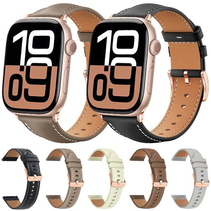 xDfind Rose Gold Buckle Black Shark Fine Grain Vegan Leather Watch Band, For Apple Watch 42 / 44 / 45 / 46 / 49mm, For Apple Watch 38 / 40 / 41 / S11 42mm - DealBuddy