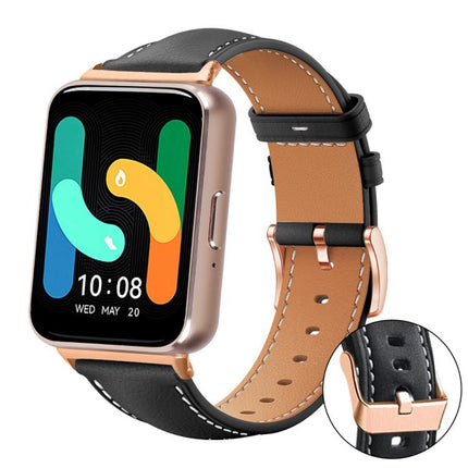 xDfind Rose Gold Buckle Black Shark Fine Grain Vegan Leather Watch Band, For Samsung Galaxy Watch7 / FE / 6 / 5 / 4, For Samsung Galaxy Fit3 - DealBuddy