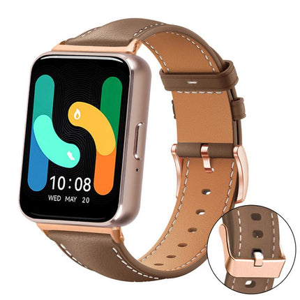 xDfind Rose Gold Buckle Black Shark Fine Grain Vegan Leather Watch Band, For Samsung Galaxy Watch7 / FE / 6 / 5 / 4, For Samsung Galaxy Fit3 - DealBuddy