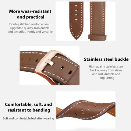 xDfind Rose Gold Buckle Black Shark Fine Grain Vegan Leather Watch Band, For Samsung Galaxy Watch7 / FE / 6 / 5 / 4, For Samsung Galaxy Fit3 - DealBuddy