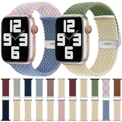 xDfind Buckle-fastening Stitching Braided Nylon Watch Band, For Apple Watch 42 / 44 / 45 / 46 / 49mm, For Apple Watch 38 / 40 / 41 / S10 42mm - DealBuddy