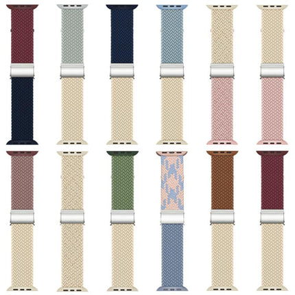 xDfind Buckle-fastening Stitching Braided Nylon Watch Band, For Apple Watch 42 / 44 / 45 / 46 / 49mm, For Apple Watch 38 / 40 / 41 / S10 42mm - DealBuddy