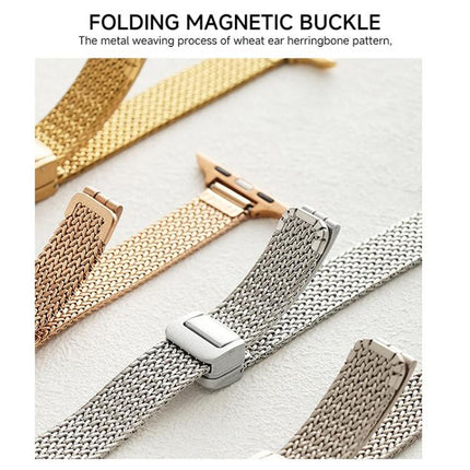 xDfind Wheat Ear Magnetic Buckle Stainless Steel Watch Band, For Apple Watch 42 / 44 / 45 / 46 / 49mm, For Apple Watch 38 / 40 / 41 / S10 42mm - DealBuddy