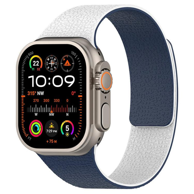 xDfind Color-blocking Litchi Texture Magnetic Silicone Watch Band, For Apple Watch 42 / 44 / 45 / 46 / 49mm, For Apple Watch 38 / 40 / 41 / S11 42mm - DealBuddy