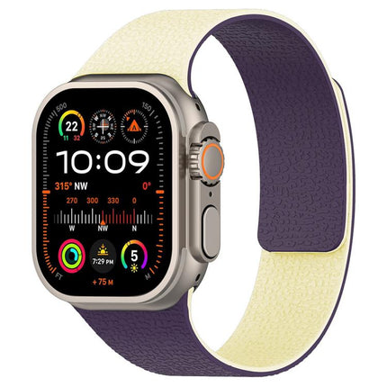 xDfind Color-blocking Litchi Texture Magnetic Silicone Watch Band, For Apple Watch 42 / 44 / 45 / 46 / 49mm, For Apple Watch 38 / 40 / 41 / S11 42mm - DealBuddy