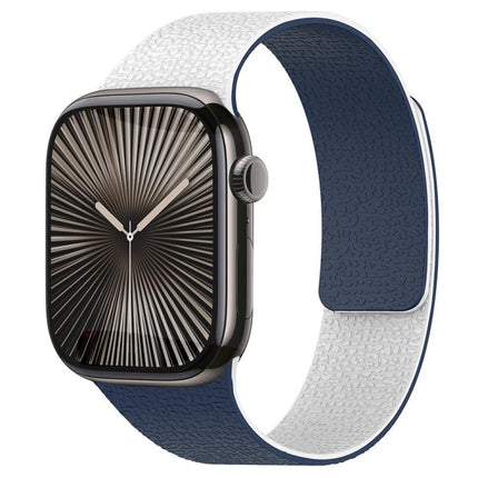 xDfind Color-blocking Litchi Texture Magnetic Silicone Watch Band, For Apple Watch 42 / 44 / 45 / 46 / 49mm, For Apple Watch 38 / 40 / 41 / S11 42mm - DealBuddy