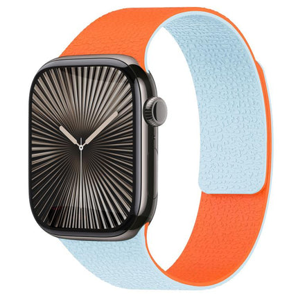 xDfind Color-blocking Litchi Texture Magnetic Silicone Watch Band, For Apple Watch 42 / 44 / 45 / 46 / 49mm, For Apple Watch 38 / 40 / 41 / S11 42mm - DealBuddy