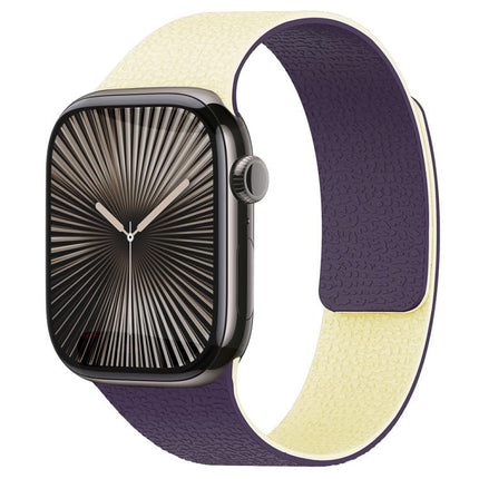 xDfind Color-blocking Litchi Texture Magnetic Silicone Watch Band, For Apple Watch 42 / 44 / 45 / 46 / 49mm, For Apple Watch 38 / 40 / 41 / S11 42mm - DealBuddy