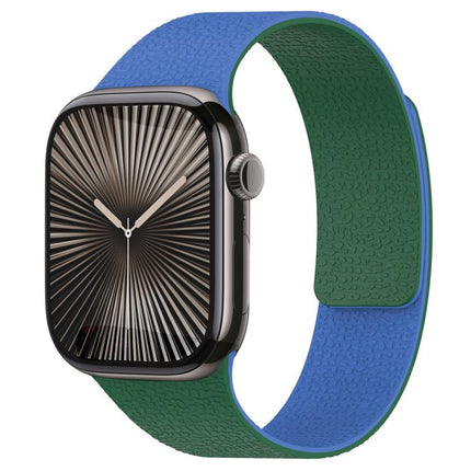 xDfind Color-blocking Litchi Texture Magnetic Silicone Watch Band, For Apple Watch 42 / 44 / 45 / 46 / 49mm, For Apple Watch 38 / 40 / 41 / S11 42mm - DealBuddy
