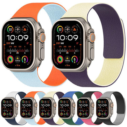 xDfind Color-blocking Litchi Texture Magnetic Silicone Watch Band, For Apple Watch 42 / 44 / 45 / 46 / 49mm, For Apple Watch 38 / 40 / 41 / S11 42mm - DealBuddy