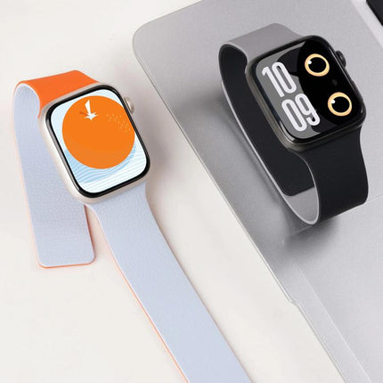 xDfind Color-blocking Litchi Texture Magnetic Silicone Watch Band, For Apple Watch 42 / 44 / 45 / 46 / 49mm, For Apple Watch 38 / 40 / 41 / S11 42mm - DealBuddy