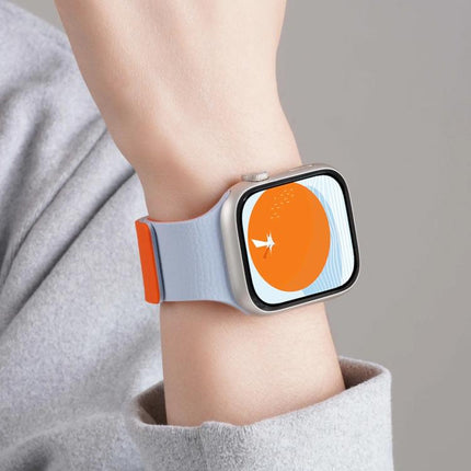 xDfind Color-blocking Litchi Texture Magnetic Silicone Watch Band, For Apple Watch 42 / 44 / 45 / 46 / 49mm, For Apple Watch 38 / 40 / 41 / S11 42mm - DealBuddy