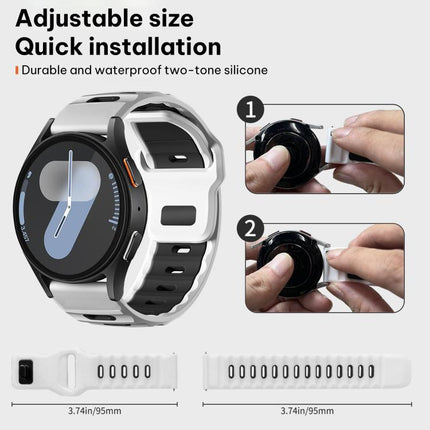 xDfind Flat-head Dual-color Silicone Watch Band, For Samsung Galaxy Watch Ultra / Ultra 2025, For Samsung Galaxy Watch8 / Watch8 Classic, For Samsung Galaxy Watch7 / FE / 6 / 5 / 4 - DealBuddy