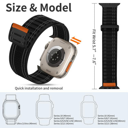 xDfind Nylon Loop Woven Hook and Loop Fastener Watch Band, For Apple Watch 42 / 44 / 45 / 46 / 49mm, For Apple Watch 38 / 40 / 41 / S11 42mm - DealBuddy