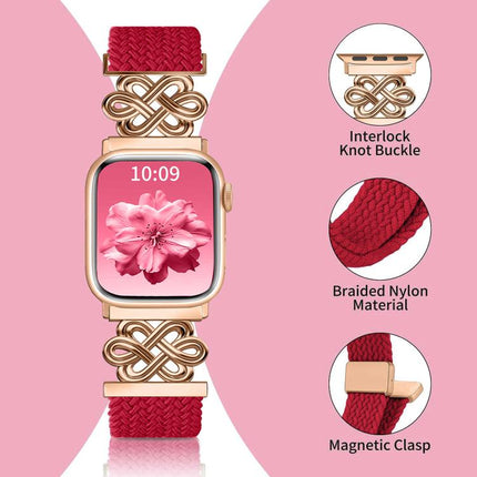 xDfind Chinese Knot Nylon Rainbow Braided Magnetic Buckle Watch Band, For Apple Watch 42 / 44 / 45 / 46 / 49mm, For Apple Watch 38 / 40 / 41 / S11 42mm