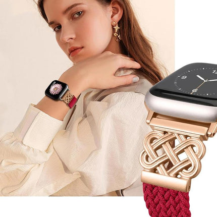 xDfind Chinese Knot Nylon Rainbow Braided Magnetic Buckle Watch Band, For Apple Watch 42 / 44 / 45 / 46 / 49mm, For Apple Watch 38 / 40 / 41 / S11 42mm