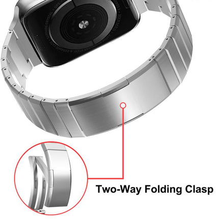 One Bead Folding Clasp Metal Titanium Alloy Watch Band, For Apple Watch 46mm / 49mm / 45mm / 44mm, For Apple Watch 42mm / 41mm / 40mm / 38mm - DealBuddy