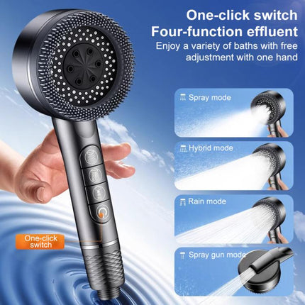 Multifunctional 4-Mode Powerful Turbocharged Water Purification Shower Head with One Button Water Stop Switch - DealBuddy