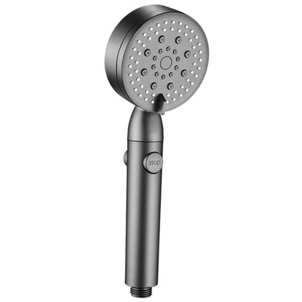 Portable 5-Setting Adjustable Pressurized Shower Head with One Button Water Stop Switch - DealBuddy