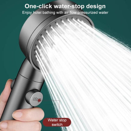 Portable 5-Setting Adjustable Pressurized Shower Head with One Button Water Stop Switch - DealBuddy