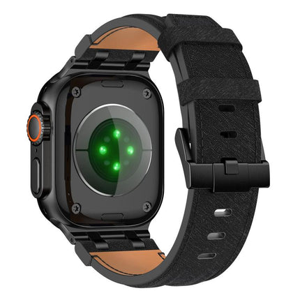 Denim Stitching Vegan Leather Watch Band, For Apple Watch 46mm / 49mm / 45mm / 44mm - DealBuddy