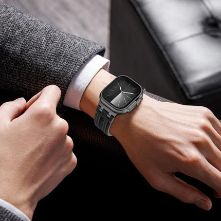 Denim Stitching Vegan Leather Watch Band, For Apple Watch 46mm / 49mm / 45mm / 44mm - DealBuddy