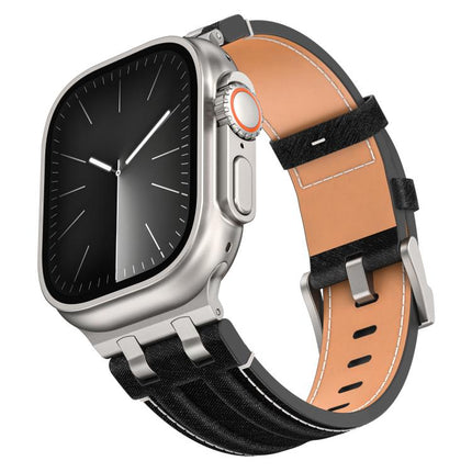 Denim Stitching Vegan Leather Watch Band, For Apple Watch 46mm / 49mm / 45mm / 44mm - DealBuddy