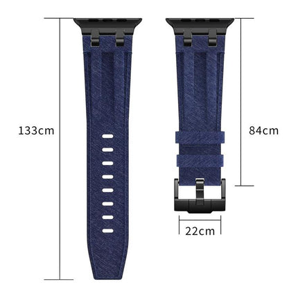 Denim Stitching Vegan Leather Watch Band, For Apple Watch 46mm / 49mm / 45mm / 44mm - DealBuddy